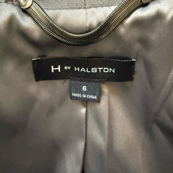 Gentle Used H by Halston Gray Woven Flyaway Blazer with Ribbed Arm Panel Size 6 - Picture 7 of 11